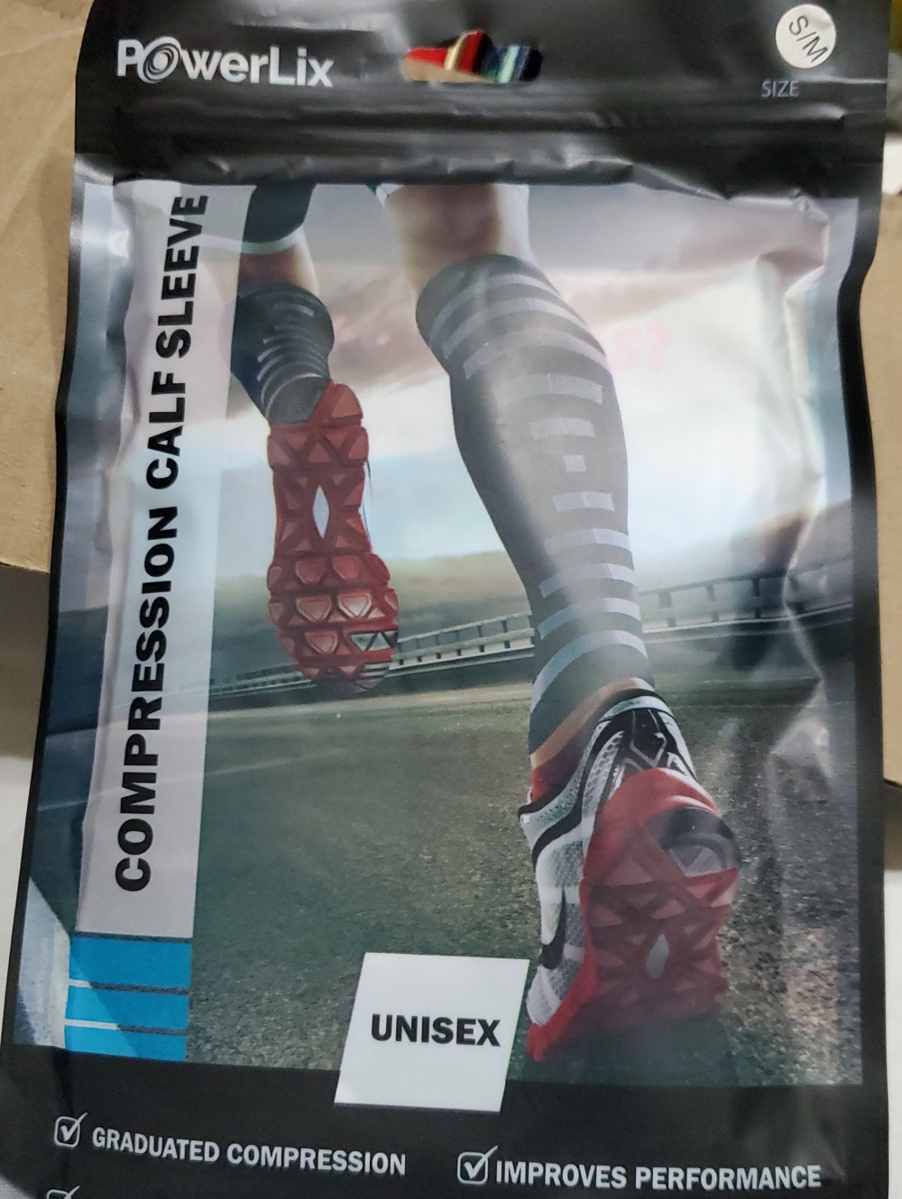 PowerLix unisex Calf Compression Supreme Shin‎ Splint Sleeves size S/M 1 pair